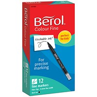 Berol Colour Fine Markers Black (Pack of 12)