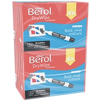 Berol Drywipe Marker, Bullet Tip, Assorted, Pack of 96