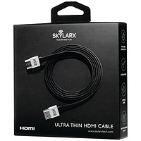 Skylarx Ultra Thin HDMI to HDMI Cable, 1.5m Lead, Black