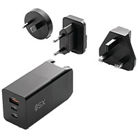 Skylarx 1 x USB A and 2 x USB C to Worldwide Power Travel Adaptor, Black