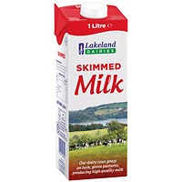 Lakeland Skimmed Longlife Milk Cartons, 1 Litre, Pack of 12 Lakeland Skimmed Longlife Milk Cartons, 1 Litre, Pack of 12