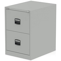 Qube by Bisley Foolscap Filing Cabinet, 2 Drawer, Goose Grey