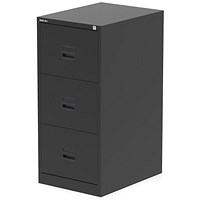 Qube by Bisley Foolscap Filing Cabinet, 3 Drawer, Black