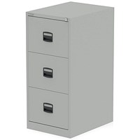 Qube by Bisley Foolscap Filing Cabinet, 3 Drawer, Goose Grey