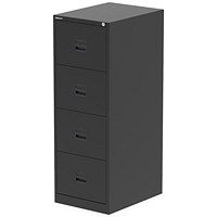 Qube by Bisley Foolscap Filing Cabinet, 4 Drawer, Black