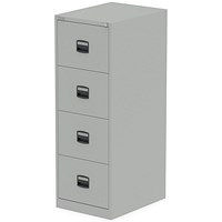 Qube by Bisley Foolscap Filing Cabinet, 4 Drawer, Goose Grey