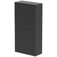 Qube by Bisley Tall Metal Cupboard, 3 Shelves, 1850mm High, Black