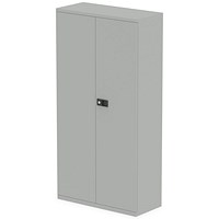 Qube by Bisley Tall Metal Cupboard, 3 Shelves, 1850mm High, Goose Grey
