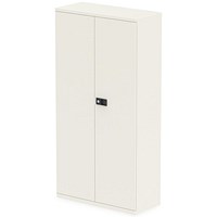 Qube by Bisley Tall Metal Cupboard, 3 Shelves, 1850mm High, Chalk White