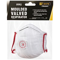 B-Safe FFP2V Moulded Valved Mask, White, Pack of 5