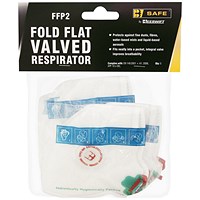 B-Safe FFP2V Fold-Flat Valved Mask, White, Pack of 5