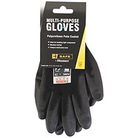 B-Safe Multi-Purpose Pu Coated Gloves, Black, Large