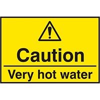 B-Safe Caution Very Hot Water Sign, 75x50mm, Self Adhesive, Pack of 5