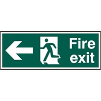 B-Safe Running Man Arrow Left Fire Exit Sign, 400x150mm, PVC, Pack of 5