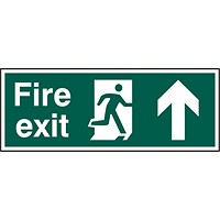 B-Safe Running Man Arrow Up Fire Exit Sign, 400x150mm, PVC, Pack of 5