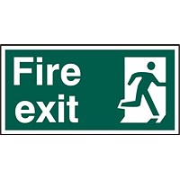 B-Safe Running Man Right Fire Exit Sign, 300x150mm, PVC, Pack of 5
