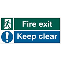B-Safe Fire Exit Keep Clear Sign, 450x200mm, PVC, Pack of 5