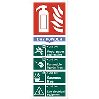 B-Safe Dry Powder Fire Extinguisher Sign, 82x202mm, Self Adhesive, Pack of 5