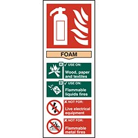 B-Safe Foam Fire Extinguisher Sign, 82x202mm, Self Adhesive, Pack of 5