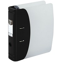 Hermes A4 Lever Arch File, 78mm Spine, Plastic, Black