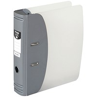 Hermes A4 Lever Arch File, 78mm Spine, Plastic, Metallic Silver Hermes A4 Lever Arch File, 78mm Spine, Plastic, Metallic Silver