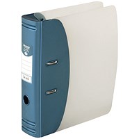 Hermes A4 Lever Arch File, 78mm Spine, Plastic, Metallic Blue