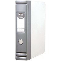Hermes Plastic Box File, 80mm Spine, A4, Metallic Silver Hermes Plastic Box File, 80mm Spine, A4, Metallic Silver