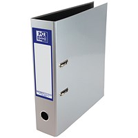 Oxford A4 Lever Arch File, 70mm Spine, Metallic Silver