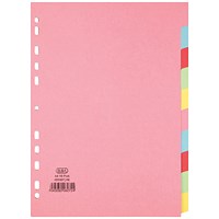 Elba Subject Dividers, 10-Part, Blank Multicolour Tabs, A4, Multicolour