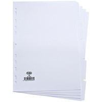 Elba Reinforced Board Subject Dividers, 5-Part, Blank Tabs, A4, White