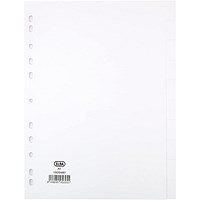 Elba Reinforced Board Subject Dividers, 10-Part, Blank Tabs, A4, White