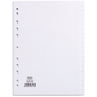 Elba Reinforced Board Subject Dividers, 20-Part, Blank Tabs, A4, White