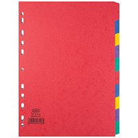 Elba Heavyweight Subject Dividers, 10-Part, Blank Multicolour Tabs, A4, Multicolour
