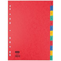 Elba Heavyweight Index Dividers, Jan-Dec, Multicolour Tabs, A4, Multicolour