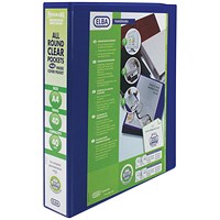 Elba Panorama Presentation Ring Binder, A4, 4 D-Ring, 40mm Capacity, Blue, Pack of 6 Elba Panorama Presentation Ring Binder, A4, 4 D-Ring, 40mm Capacity, Blue, Pack of 6