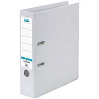 Elba A4 Lever Arch File, 70mm Spine, Plastic, White