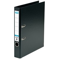 Elba A4 Lever Arch File, 50mm Spine, Plastic, Black