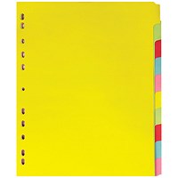 Elba Recycled Subject Dividers, Extra Wide, 10-Part, Blank Multicolour Tabs, A4, Multicolour