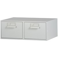 Bisley Index Card Cabinet, 2-Drawer, 203x127mm, Grey