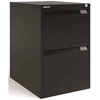Bisley Foolscap Filing Cabinet, 2-Drawer, Black