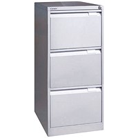 Bisley Foolscap Office Filing Cabinet, 3 Drawer, Goose Grey