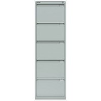 Bisley Foolscap Office Filing Cabinet, 5 Drawer, Goose Grey