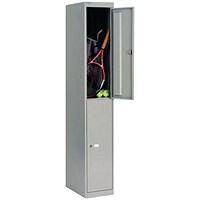 Bisley 2 Door Locker, 305x457x1802mm, Goose Grey