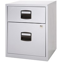 Bisley A4 Home Filing Cabinet, 2 Drawer(1 Suspension File Drawer), Grey