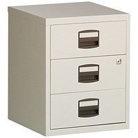 Bisley A4 Home Filing Cabinet, 3 Drawers(No Suspension File Drawer), Grey