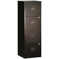 Bisley 4 Drawer Home Filing Cabinet A4 413x400x1282mm Black BY31003