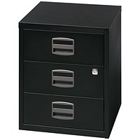Bisley A4 Home Filing Cabinet, 3 Drawers(No Suspension File Drawer), Black