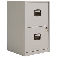 Bisley A4 Home Filing Cabinet, 2 Drawer, Grey