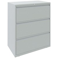 Bisley 3 Drawer Side Filing Cabinet, 810x490x1090mm, Goose Grey