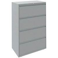 Bisley 4 Drawer Filing Cabinet Lockable 830x490x1400mm Goose Grey ESSF4D/GG